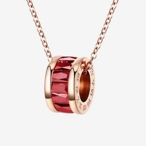 New Celovis 18K Rose Gold Plated Oceane Barrel Cryolite Necklace